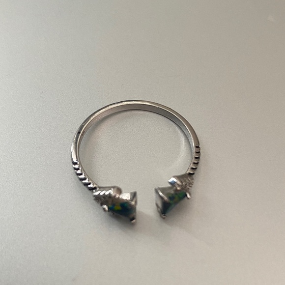 Fashion ring Silver and Blue front opening adjustable 9 to 10 Ring - Picture 3 of 5